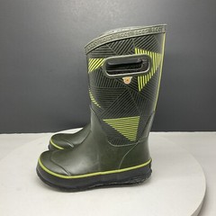 Bogs Boots Kids 12 Rain boots Waterproof Geo Dark Green Lime