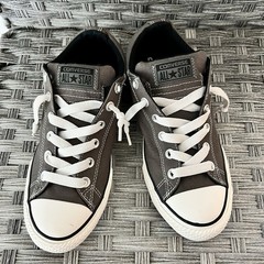 Converse All Star Low Canvas Brown Junior Size 5.5 White Lace Sneakers Great