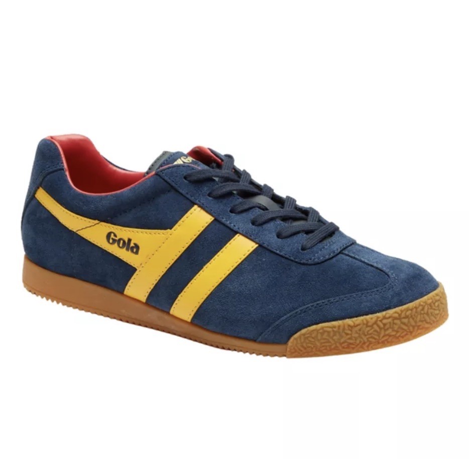 Gola Navy Suede Red Leather Wingflash Harrier Lace Up Retro Sneakers, size 32 2