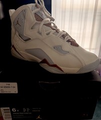 Jordan True Flight GG 6Y White Gray Brown Leather High Top Sneaker