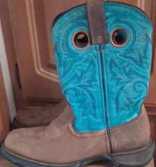 Adolfo Kids Western Cowboy Pull-On Mid-Calf Leather Boots Brown/Blue 8