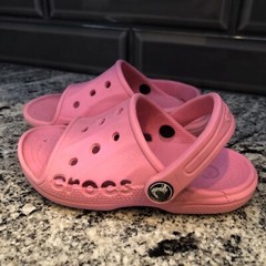 Crocs Slip On Toddler 8 9 C Bubble Gum Pink Crocs On Side Shoes Sandals