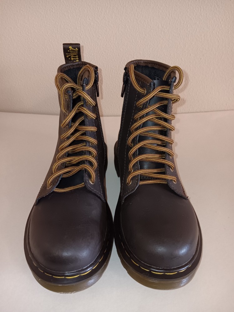 NWOB Dr. Martens 1460J Brown Leather Combat Boots Unisex Kids US Size 1 Lace Zip