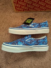 VANS Galactic Glow Classic Slip Ons US KIDS 1.0 Blue Black Space Theme Shoes