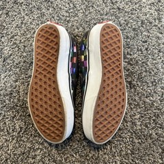 Kids classic VANS slip-on irridescent checkerboard pattern -size 12 -Skateboard
