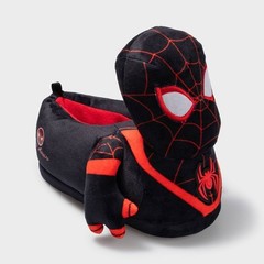 Marvel Spider-Man Miles Morales 3D Plush Slippers Boys Youth Size 2/3 Black Red
