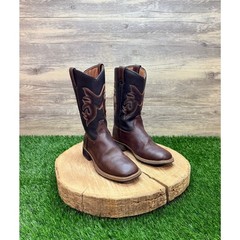 Austin Trading Youth – Size 12 – Brown / Black Boys Square Cowboy Boots 1014