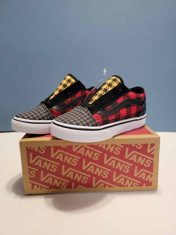 Vans Off The Wall Toddlers Size 9 Old Skool Buffalo Mix Sneakers 772204 NIB