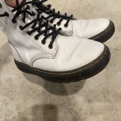 Dr Doc Martens Zavala White Combat Boots Side Zipper Youth Size 6 Unisex