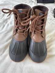 Sz 3 Sperry Saltwater Duck Boots Youth Brown Lace Up Ankle