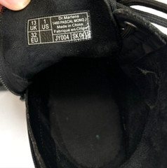 Dr. Martens Pascal Mono 1460 Black Leather Zipper Unisex Kids Combat Boot Size 1
