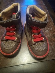 Old Navy Boys Kids High Top Herringbone Sneakers Brown/Red Hook & Loop Size 7