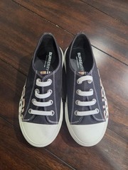 Burberry Kids Mini Larkhall Icon Stripe Logo Black Cotton Sneakers Size 31 US 13