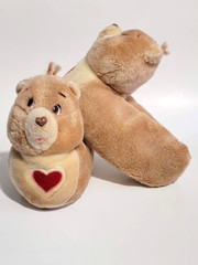 Kid’s Vintage Brown Tenderheart Bear Care Bear Plush Slippers 1984 Size 11-12