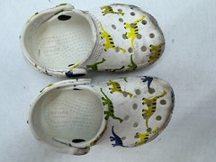 Crocs Classic Clogs Kids White Dinosaur Graphic Rubber Slip-On Comfort – C5