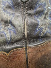 Ariat Brown and Blue Leather Square Toe Western Boots Kids Size 13 Sty 10012794