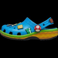 Rare Crocs Kids Super Mario Classic Clog Slip-On Multicolor Size j5