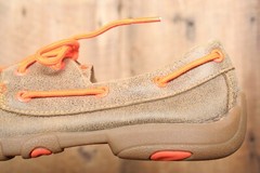 TWISTED X Brown & Bright Orange Leather Bomber Driving Mocs Youth Sz. 5.5 M