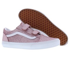 Vans Old Skool V GS Girls Shoes Size 6, Color: Glitter Rose Gold