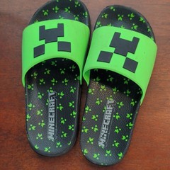 Minecraft Creeper Slide Sandals Green/Black Unisex Kids US Size 1-2