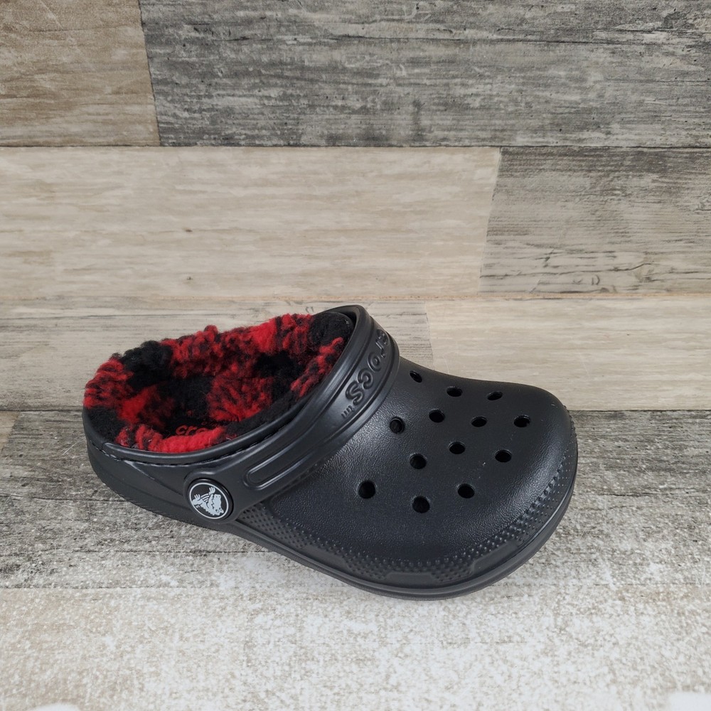 Crocs Classic Lined Buff Check Kids Clogs Sz 9 C9 Rubber Slingback Round Toe