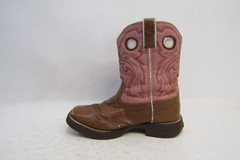 Durango Youth Sz 2 M Pink Brown Leather Buckaroo Stockman Cowboy Western Boots