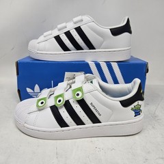 Adidas x Pixar Toy Story Superstar II CF C White Black Strap Shoe / Youth Size 3
