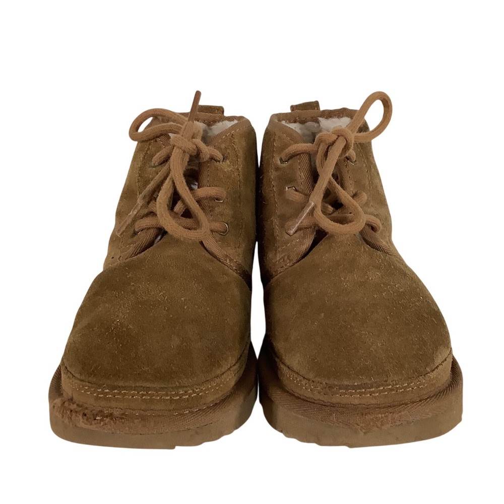 UGG Neumel Chestnut Suede Lace Up Boots Kids Size 2 1017320K Brown