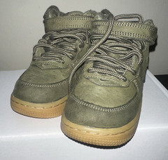 Nike Air Force 1 Mid Green Suede Mid Top Lace-Up Kids US 1 314195-300