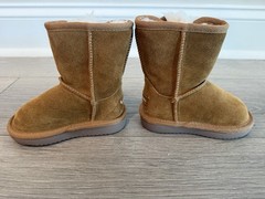 Koolaburra by UGG Brown Suede Bootie Pull On Bow Fur Trim Toddler Sz 5