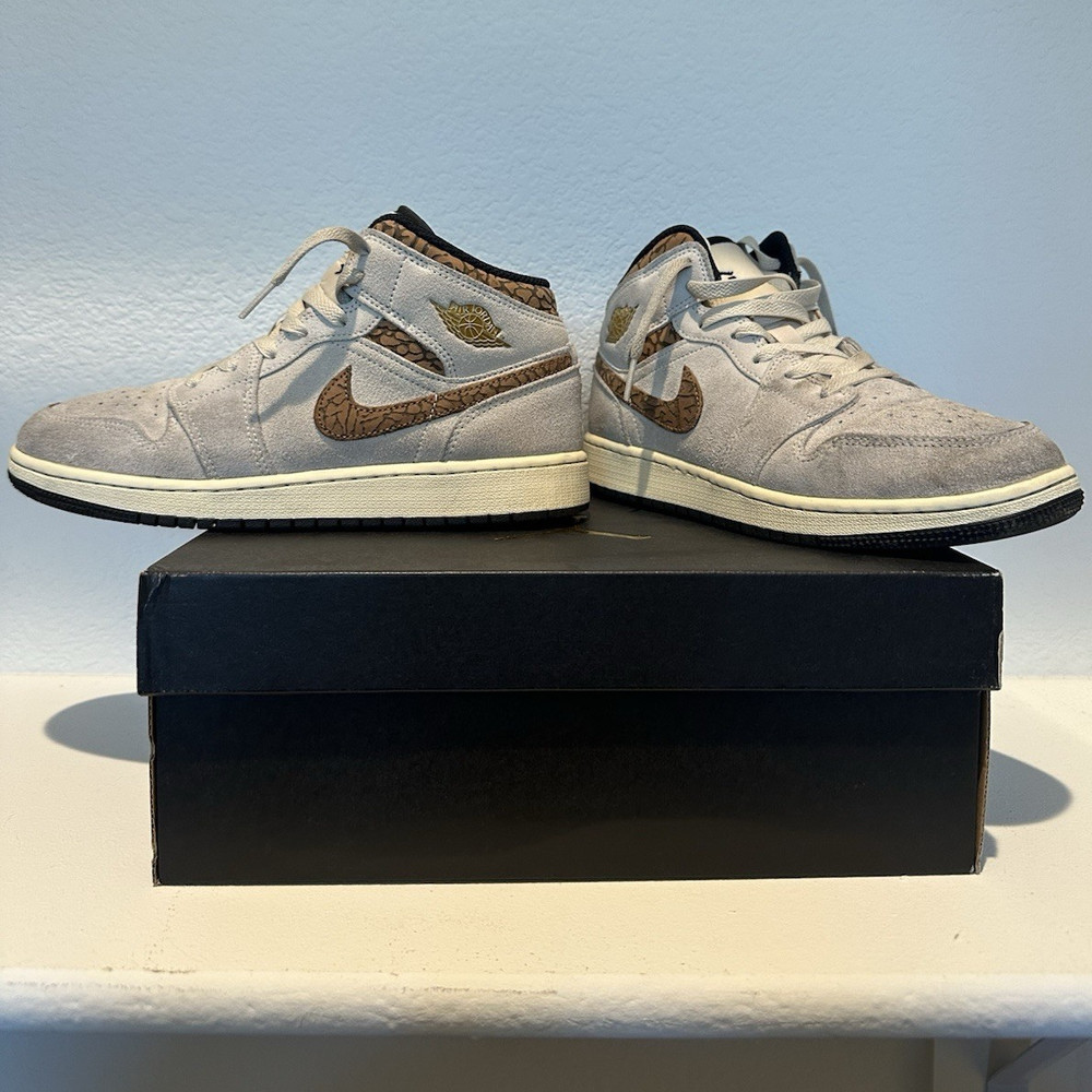 Jordan Air Jordan 1 Mid SE GS Brown Elephant DZ5369-102 Sneaker Size 6Y