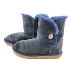 UGG Bailey Button Winter Boots Kids Youth Size 6 EUR 38 Blue Leather Sheepskin