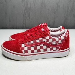 Vans Ward Sneaker Youth 4.0 Red Checkerboard Suede Low Top Skater Shoe