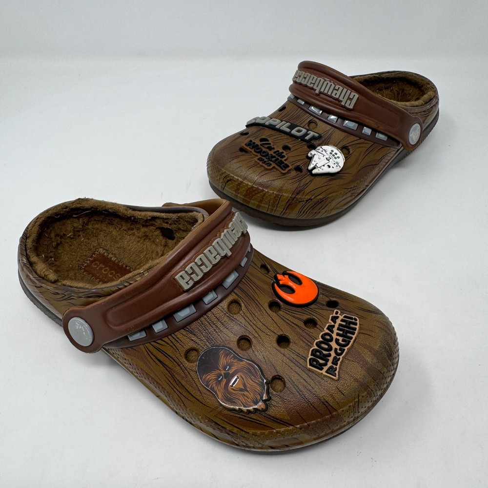 Crocs Star Wars Chewbacca Classic Lined Clog Chewy Brown Kids Size J 1