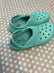 Crocs Fur Clog Sandals Unisex Little Kids Child Size J 3 Teal