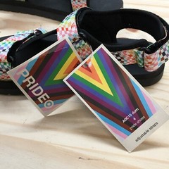 Target Sandal Youth 4 White Multicolor Pride Collection Open Toe Slip On NEW