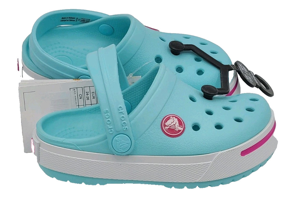 Crocs Kids Crocband II Clogs Size 8/9 C8/C9 Ice Blue/Candy Pink