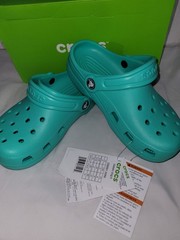 Crocs Classic Clog K Kids J2 Lagoon Teal Slip On Sandals 206991-3WM