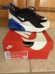 Nike Air Max 270 Kids (PS) Size 12 Black White Game Blue Sneakers AO2372-050