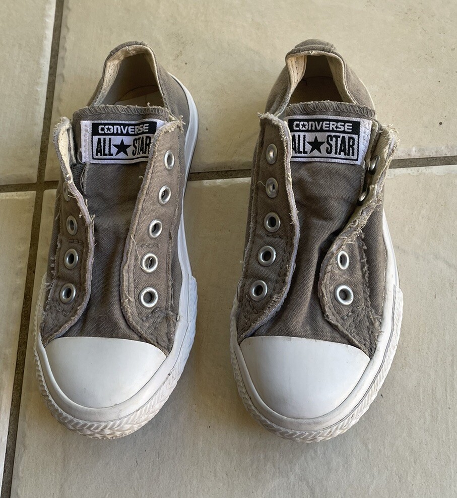Converse All Star Slip On No Laces Low Top Childs Sneakers Grey Size 11 US