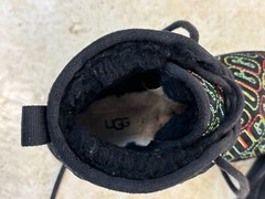 UGG Neumel II Graphic Rainbow Stitch Black Suede Lace Up Boots Kids Size 4 W 5.5