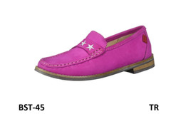 MARC JOSEPH NEW YORK Unisex Leather Loafer with Gold Embroidered Star, Pink