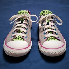 Converse All Star #640544F Charcoal Gray Double Leopard Tongue Junior Sz 5 Shoes