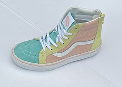 Vans Kids Sk8 Multicolor Block Pastel/ White Sk8-Hi Zip Sneakers Size 2.5