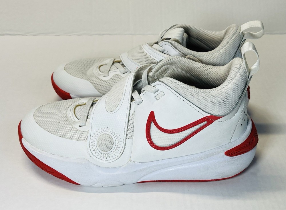 Nike Team Hustle D11 Mid Summit White Track Red Basketball DV8996-102 Size 4Y