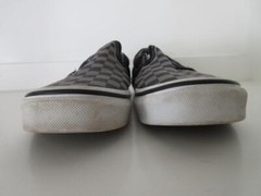 VANS CHECKERBOARD LOW PROFILE CLASSIC SLIP-ON BLACK/PEWTER CHECK KIDS SIZE 3 EUC