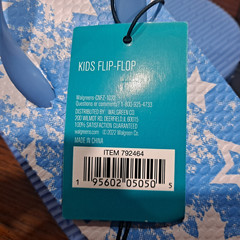 TWO pair West Loop Flip Flops Blue White Stars Size Large 4/5 Thong Sandal Kids
