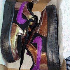 Nike Air Force 1 Force 1 Unisex Kids Low Top Leather Lace-Up Black Bronze