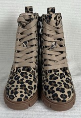 thereabouts TH Blakely Leopard Lace-Up Ankle Combat Boots Side Zipper Kids 12M