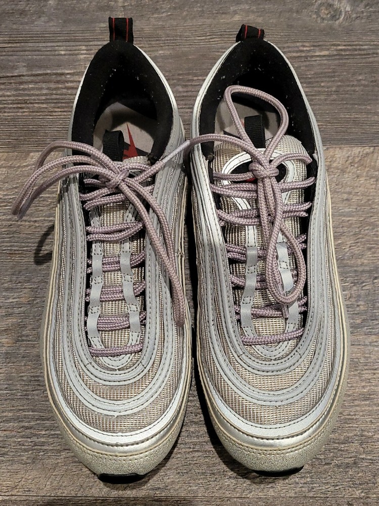 Nike Air Max 97 OG QS (GS) Silver Bullet Size 6.5Y 918890-001 Silver/Red-White